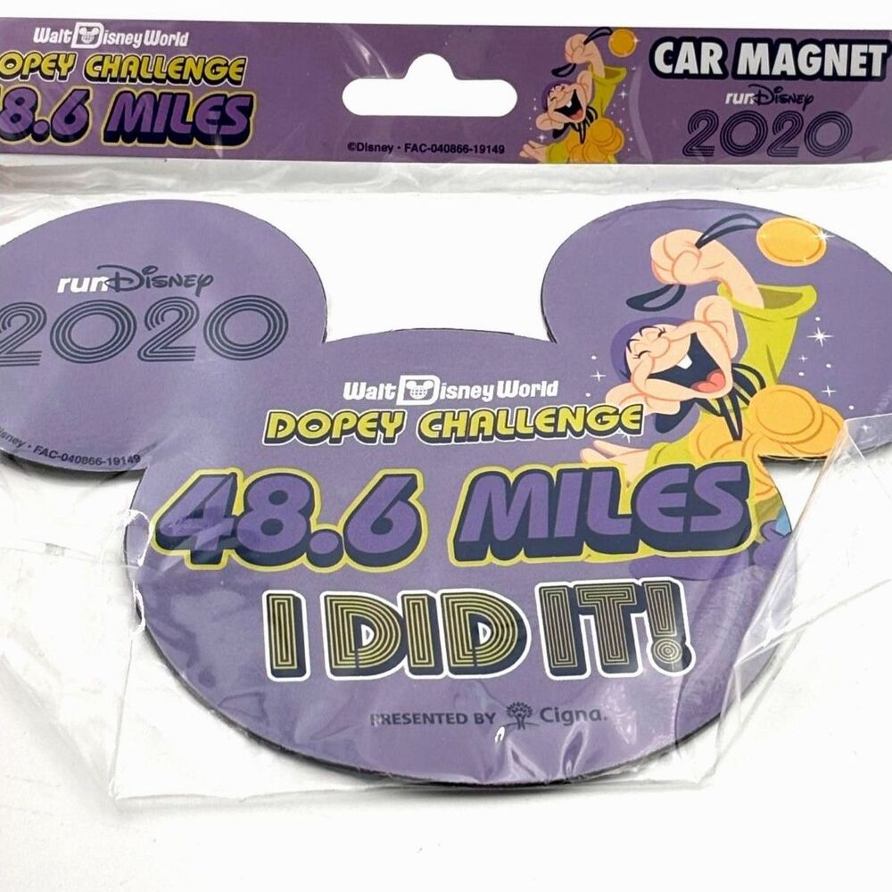 Walt Disney World RunDisney 2020 Dopey Challenge "I DID IT" Car Magnet-NWT